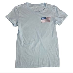JACK’S SURFBOARDS light blue tee with American flag made out of longboards! 🇺🇸